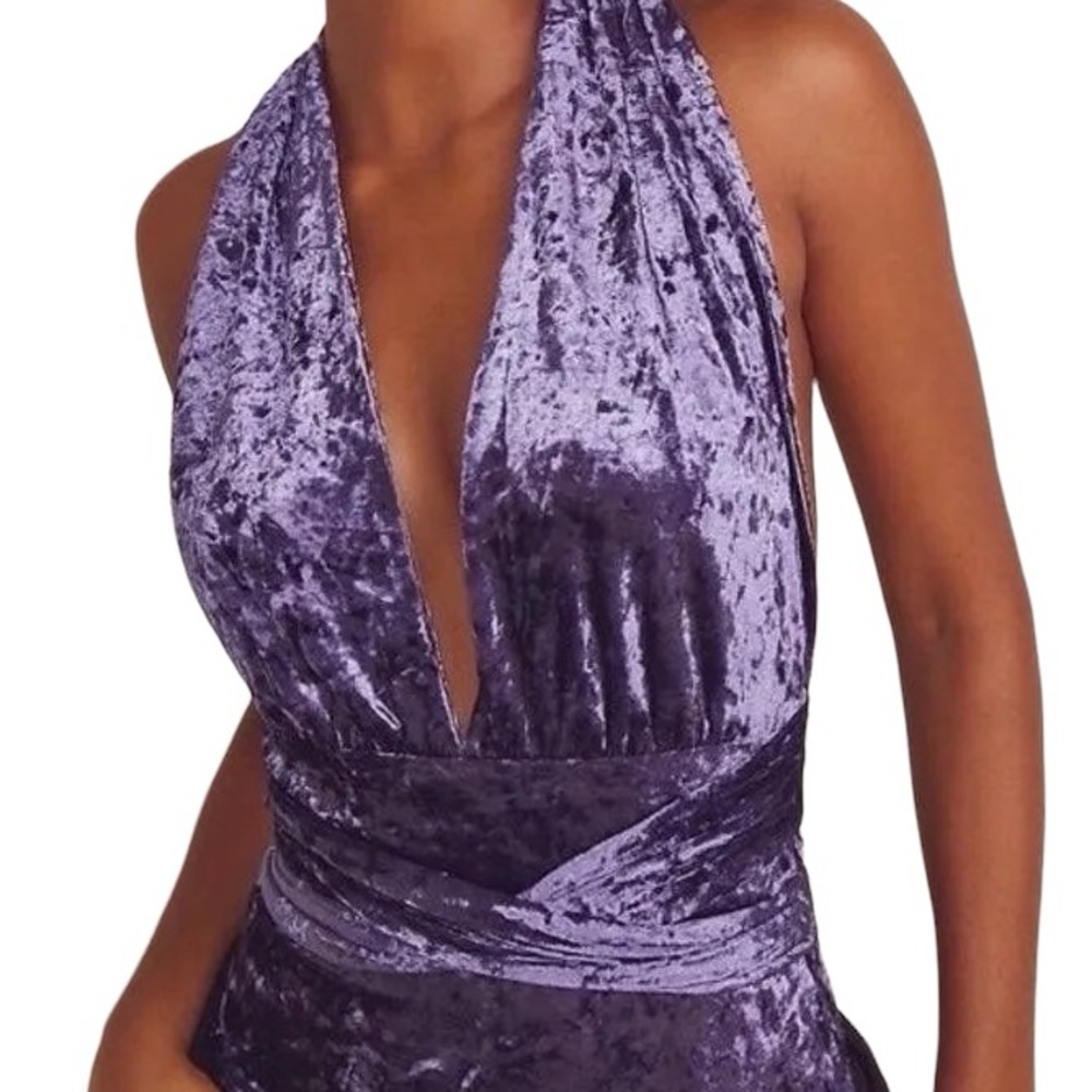 FREE PEOPLE VELVET PURPLE HALTER TOP! (Never worn!)
